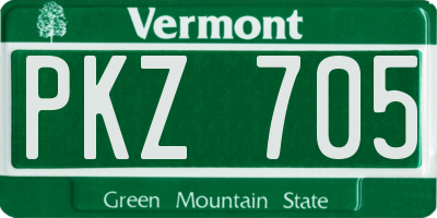 VT license plate PKZ705
