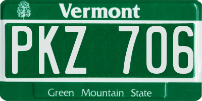 VT license plate PKZ706