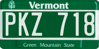 VT license plate PKZ718