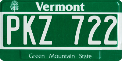VT license plate PKZ722