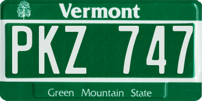 VT license plate PKZ747