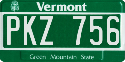 VT license plate PKZ756