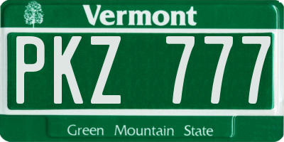 VT license plate PKZ777