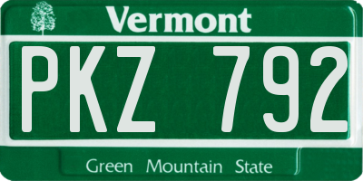 VT license plate PKZ792
