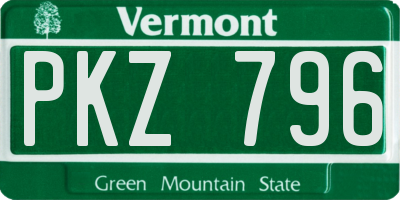 VT license plate PKZ796