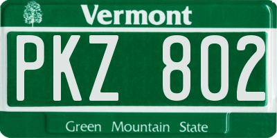 VT license plate PKZ802