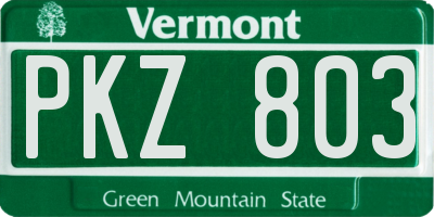 VT license plate PKZ803