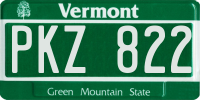 VT license plate PKZ822