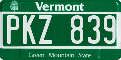 VT license plate PKZ839