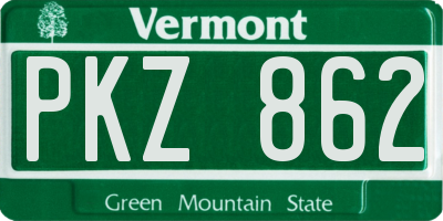 VT license plate PKZ862