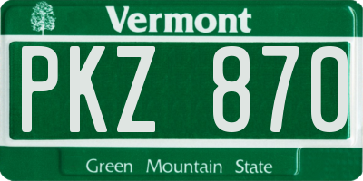 VT license plate PKZ870