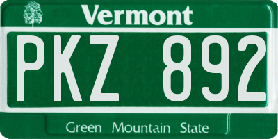 VT license plate PKZ892