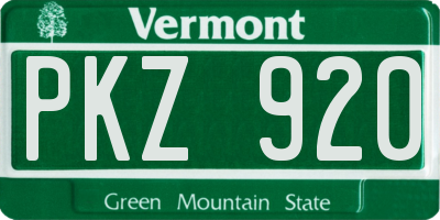 VT license plate PKZ920