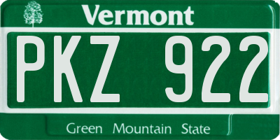 VT license plate PKZ922