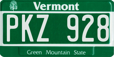 VT license plate PKZ928