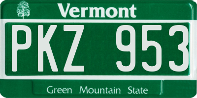 VT license plate PKZ953
