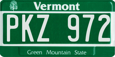 VT license plate PKZ972