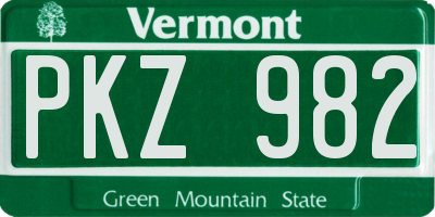 VT license plate PKZ982