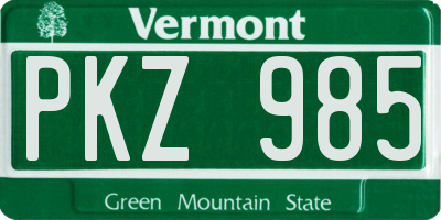 VT license plate PKZ985