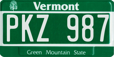VT license plate PKZ987