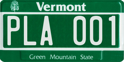 VT license plate PLA001