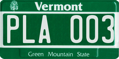 VT license plate PLA003