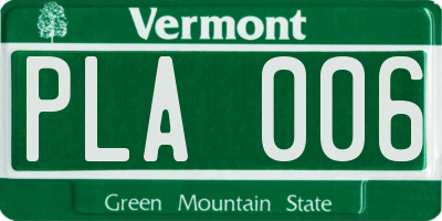 VT license plate PLA006