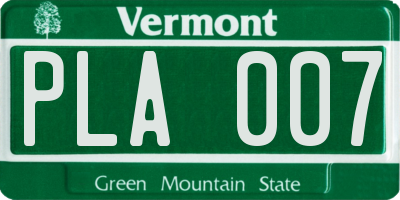 VT license plate PLA007
