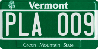 VT license plate PLA009
