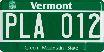 VT license plate PLA012