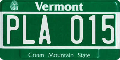 VT license plate PLA015
