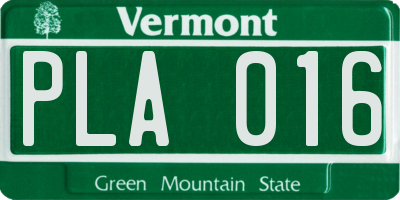 VT license plate PLA016