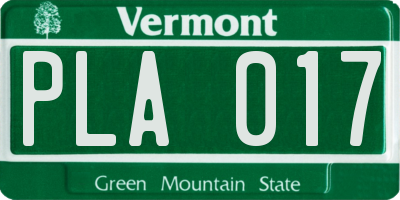 VT license plate PLA017