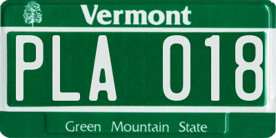 VT license plate PLA018