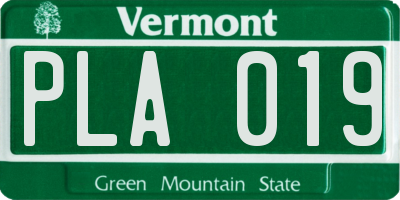 VT license plate PLA019