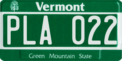VT license plate PLA022