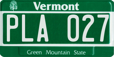 VT license plate PLA027