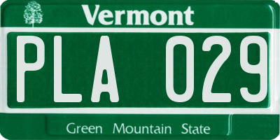 VT license plate PLA029