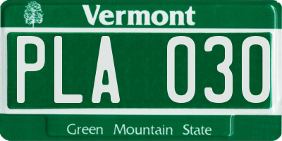 VT license plate PLA030