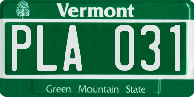 VT license plate PLA031
