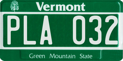 VT license plate PLA032