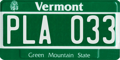 VT license plate PLA033