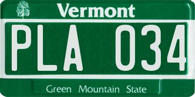 VT license plate PLA034