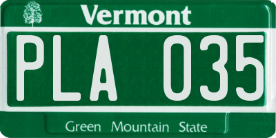 VT license plate PLA035