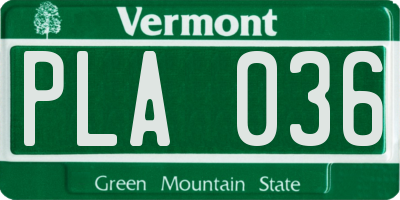 VT license plate PLA036