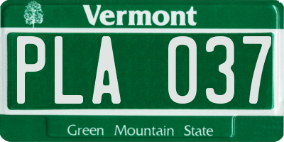 VT license plate PLA037