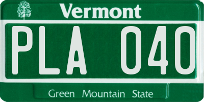 VT license plate PLA040