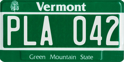 VT license plate PLA042