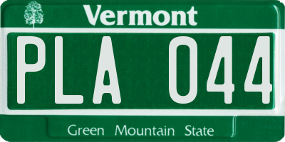 VT license plate PLA044