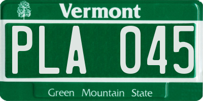 VT license plate PLA045